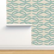 Nautical Square Knot - Rope - Coastal Chic Collection - Opal Green on Ivory BG