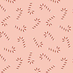 (small scale) simple candy canes - Christmas candy fabric - pink - LAD23