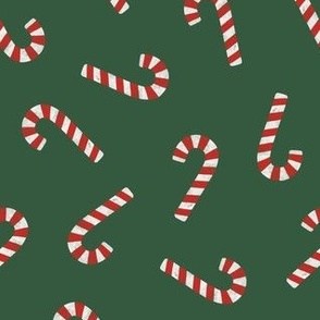 simple candy canes - Christmas candy fabric - green - LAD23