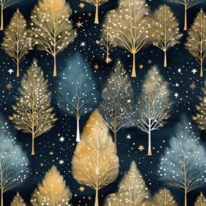 Blue & Gold Winter Forest - small