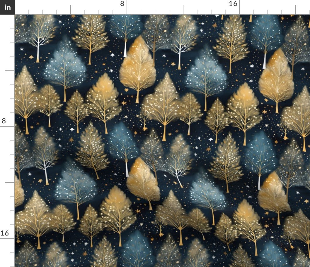 Blue & Gold Winter Forest - medium