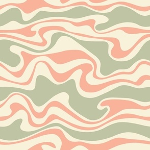 Marbled Stripe in Coral Pink and Sage Green