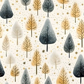 Winter Watercolor Forest - medium