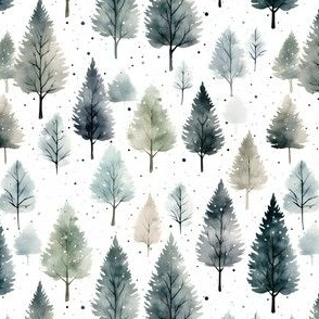 Winter Watercolor Forest - small