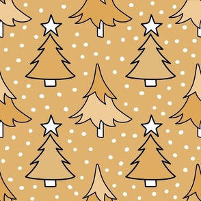Large Scale Christmas Trees Joyful Christmas Doodles in Gold