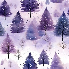 Purple Watercolor Forest - medium