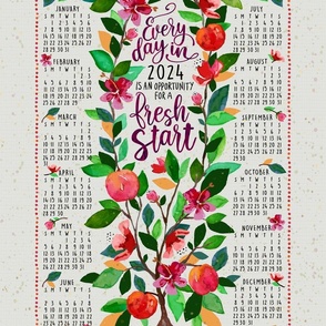 TeaTowel-2024 Calendar Hand Lettered- Vertical