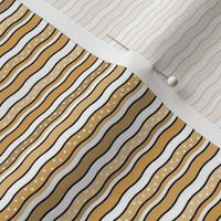 Small Scale Wavy Stripes Joyful Christmas Doodles in Gold