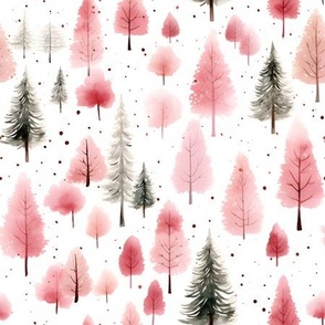 Pink Watercolor Forest - medium