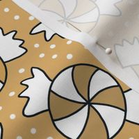 Large Scale Candy Swirls Joyful Christmas Doodles in Gold