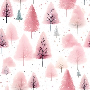 Pink Watercolor Forest - large