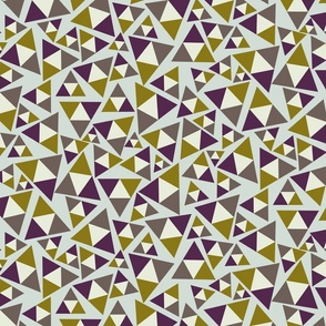 Triangles Tossed in Plum on Light Green
