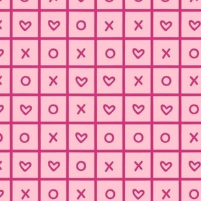 Xs Os and Hearts Windowpane Check Grid in Magenta (Medium)
