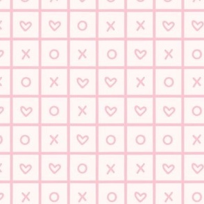 Xs Os and Hearts Windowpane Check Grid in Blush Pink (Medium)