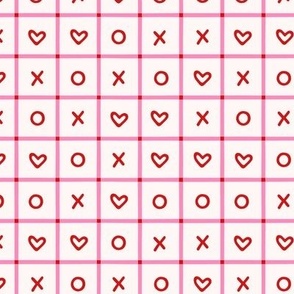 Xs Os and Hearts Windowpane Overlap Check Grid in Hot Pink (Medium)