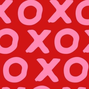 Xs and Os Stripe in Hot Pink and Red (Jumbo)