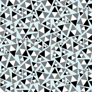 Triangles Tossed in Black and Grey on Light Teal