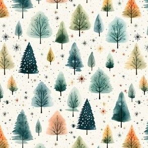 Winter Watercolor Forest - small
