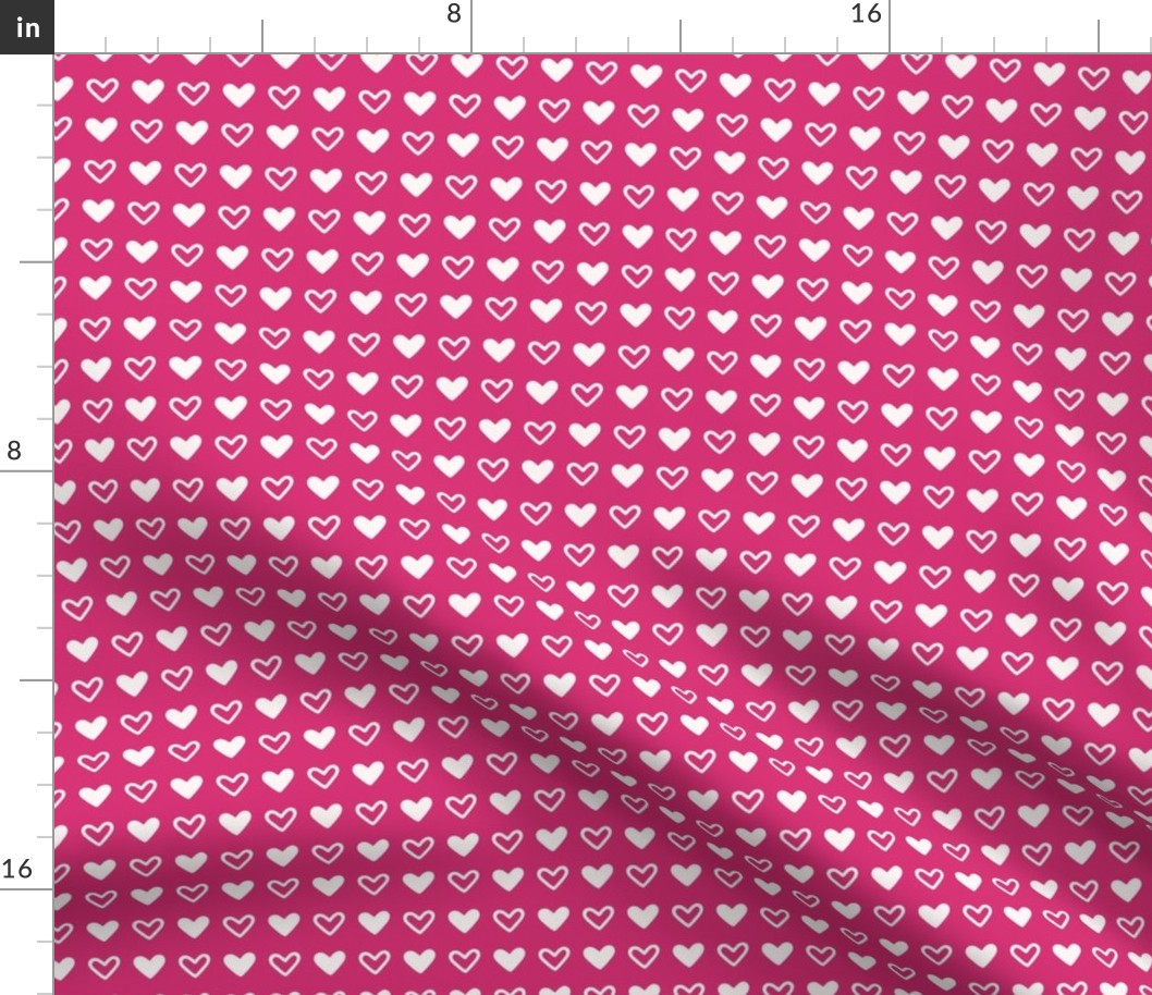 Filled and Outlined Hearts in Hot Pink (Micro Mini)