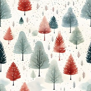 Winter Watercolor Forest - medium