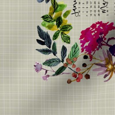 2024 Purple Floral Tea Towel calendar-horizontal