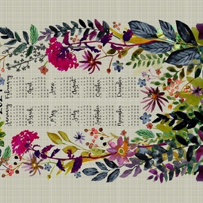 2024 Purple Floral Tea Towel calendar-horizontal