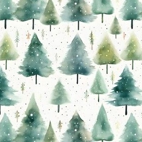 Green Watercolor Forest - small