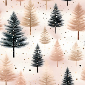 Rose Gold & Black Watercolor Forest - large