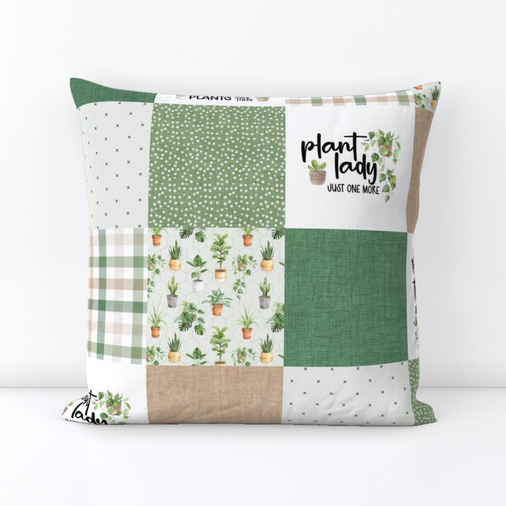 Plant Lady//Tan & Green - Wholecloth Cheater Quilt