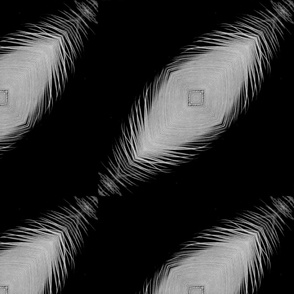 Black and white diagonal feathers / large