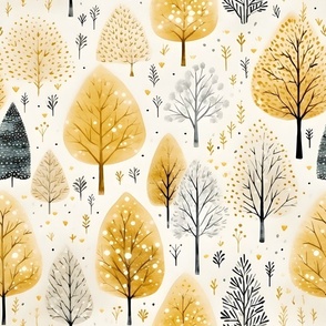Yellow Watercolor Forest - large