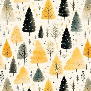 Yellow Watercolor Forest - small
