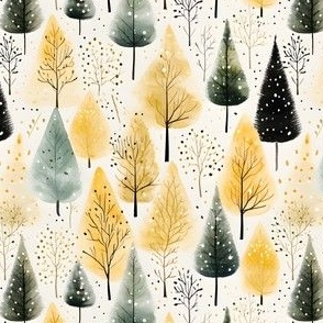 Yellow  Watercolor Forest - small