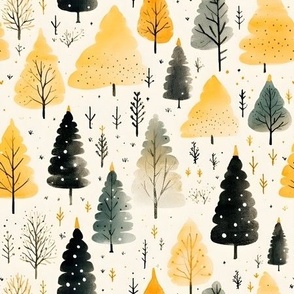 Yellow Watercolor Forest - medium