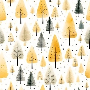 Yellow Watercolor Forest - medium