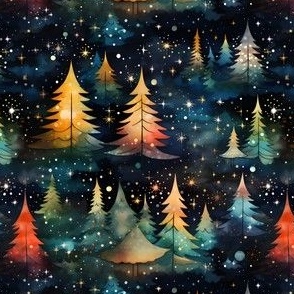 Rainbow Evergreen Forest at Night - small