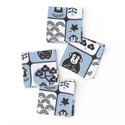 snow monkeys in onsen tiles l medium blue
