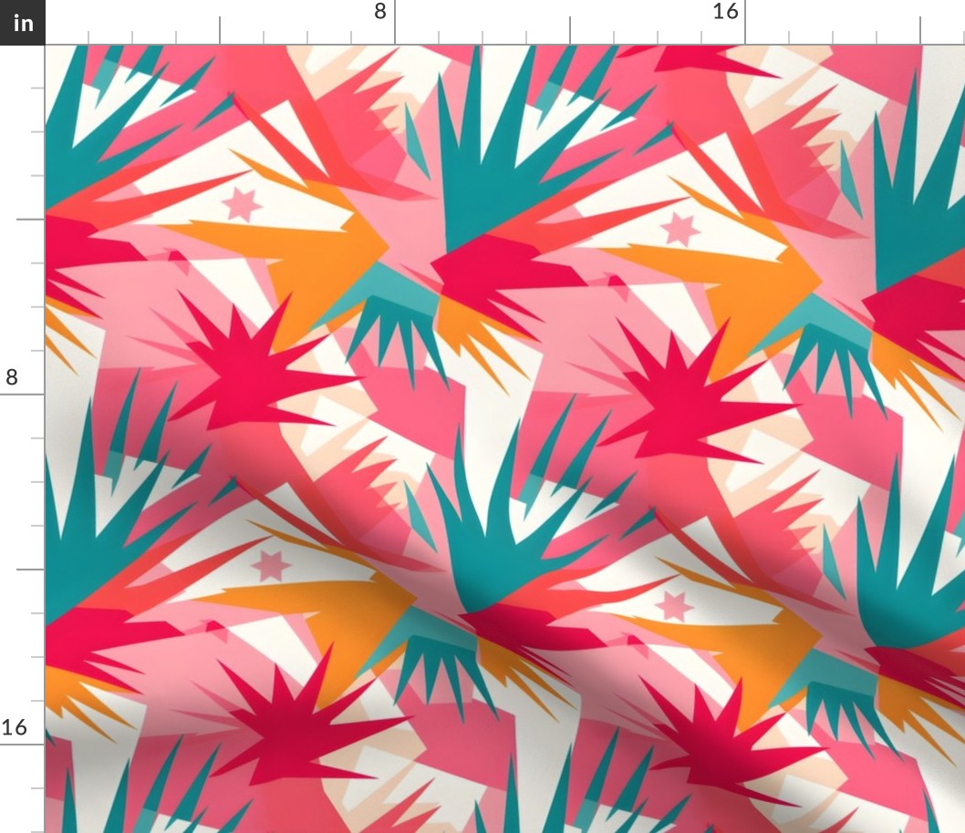 Pink, Teal & Orange Bursts - medium