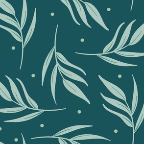 teal holiday leaves