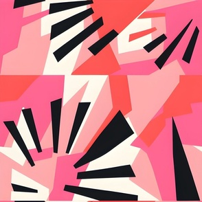 Black, Pink & Off White Abstract - large