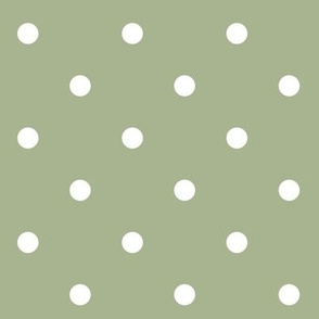 medium - 1/2 in - Polka Dots - white on Sage green - middle
