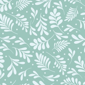 Cozy Holiday leaves mint green