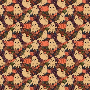 Halloween ghosts and pumpkins