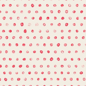 Hand-drawn Watercolor Polka Dots (Red on White)