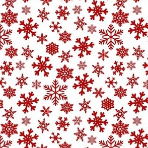 Snow Thyme Snowflakes Red on white