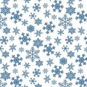 Snow Thyme Snowflakes Blue on white