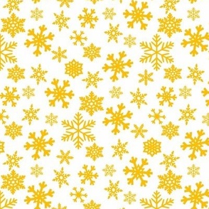 Snow Thyme Snowflakes Yellow on white