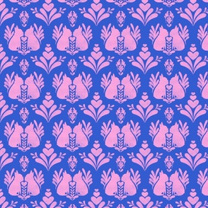 Frenchie Dog Block Print Inspired Style - Pink Blue SM