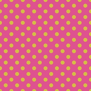 70s Polka Dots - Empire Yellow on Hot Pink