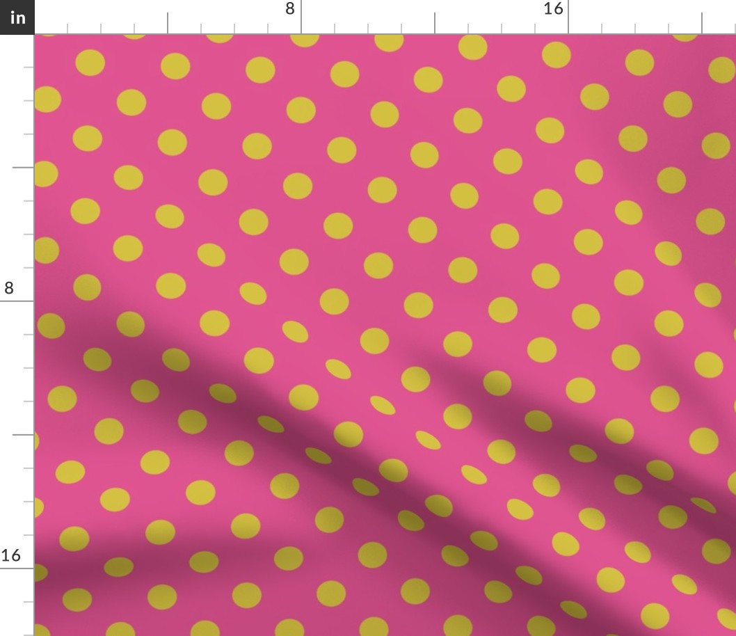 70s Polka Dots - Empire Yellow on Hot Pink
